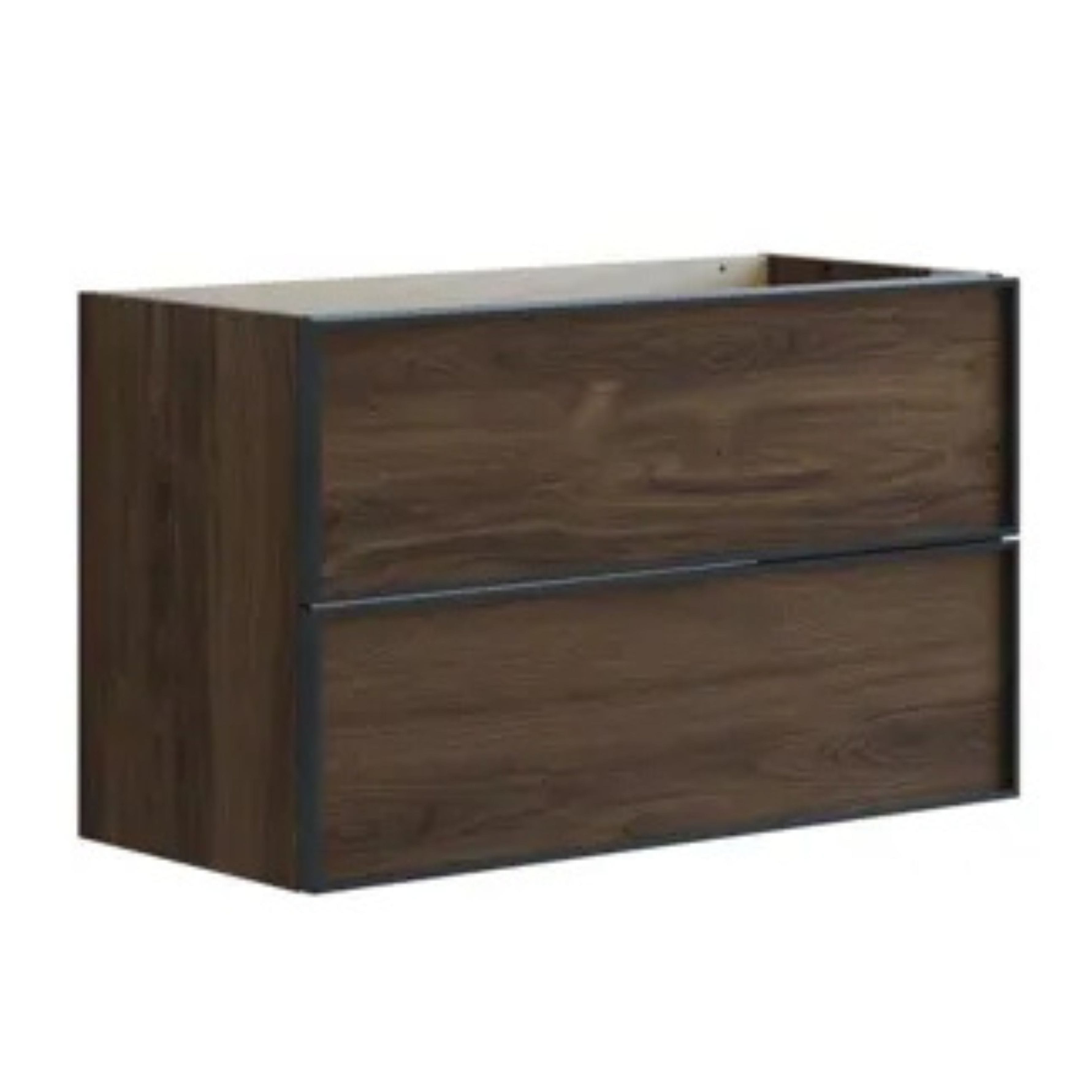 Dansani Inzo Alu-ramme Svart Servantskap Slim 2 Skuff Brun eik / 80cm Dansani Servantskap DA-U08-8052