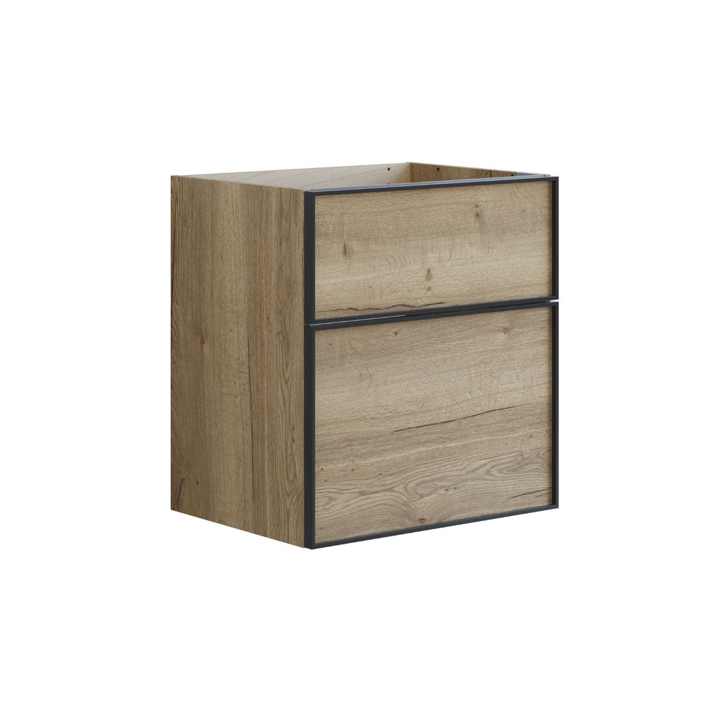 Dansani Inzo Alu-ramme svart Underskap 2 skuff Natur eik / 60cm Dansani Sideskap bad DA-U37-8049
