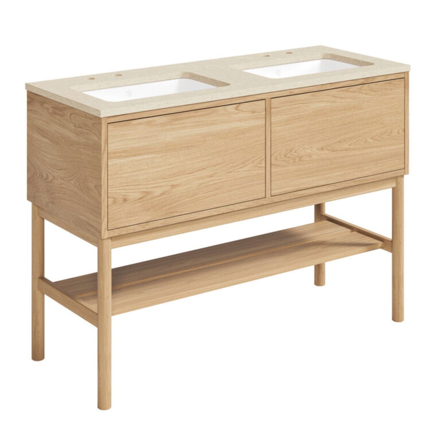 Gustavsberg Ducentic Servantskap med Benramme Lys eik / 120cm dobbel / Beige royal 2 hull for kran Gustavsberg Servantskap GRO-GB71DCVU12ARCC22LF