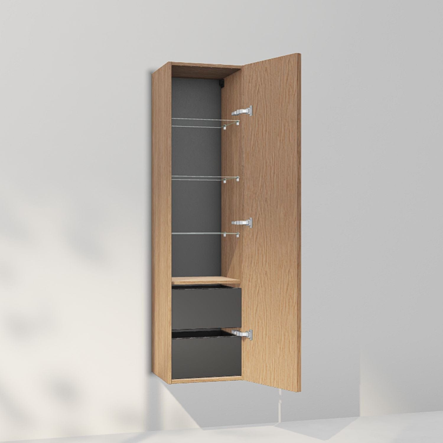 INR Carve 40/40 Høyskap med skuffer Natural oak / 40cm / Høyre INR Iconic Nordic Rooms Høyskap bad INR-396434H