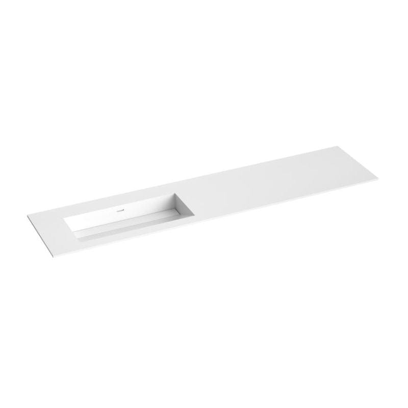 Korsbakken Corian Sidestilt Servant med Skrå Bunn uten Kranhull Hvit matt / 200cm / Venstre Korsbakken Møbelservant KO-373902205