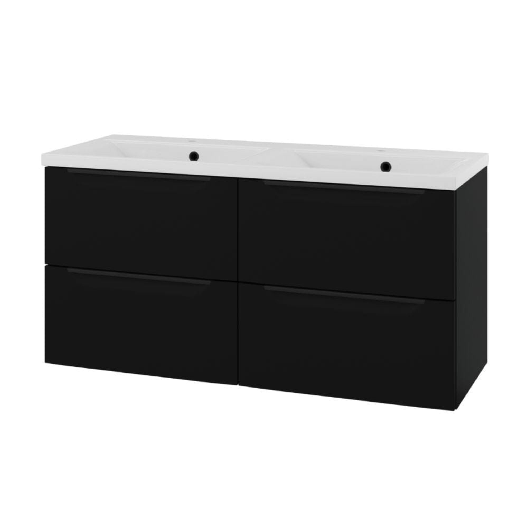 Linn Bad Mari D45cm Servantskap Svart matt / 120 cm dobbel 4skuff Linn Bad Servantskap LB-120712D4S