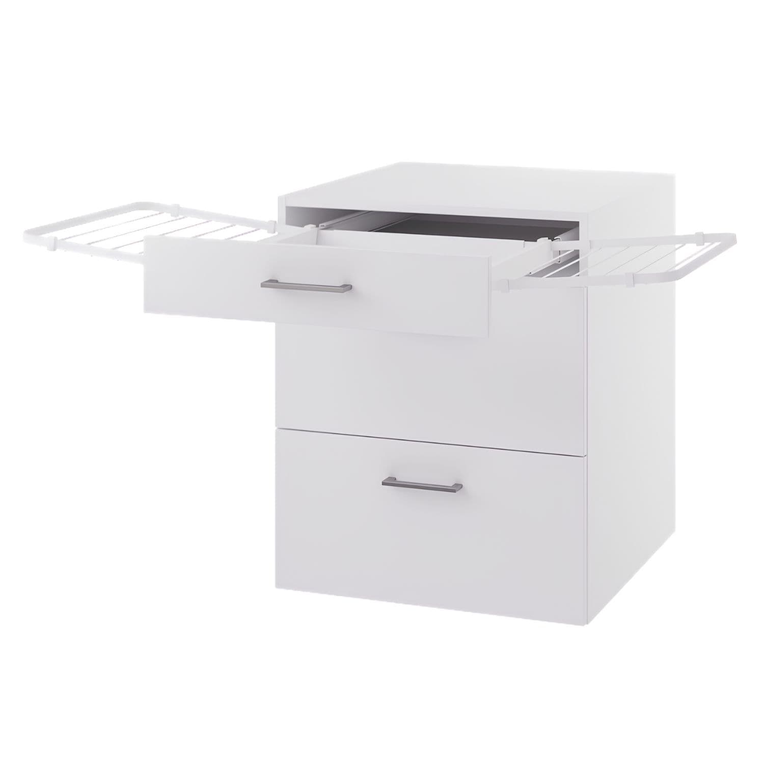 Linn Bad Skuffeseksjon med utrekkbart tørkestativ 2 skuff Hvit / 60cm Linn Bad Benkeskap vaskerom LB-710406TS
