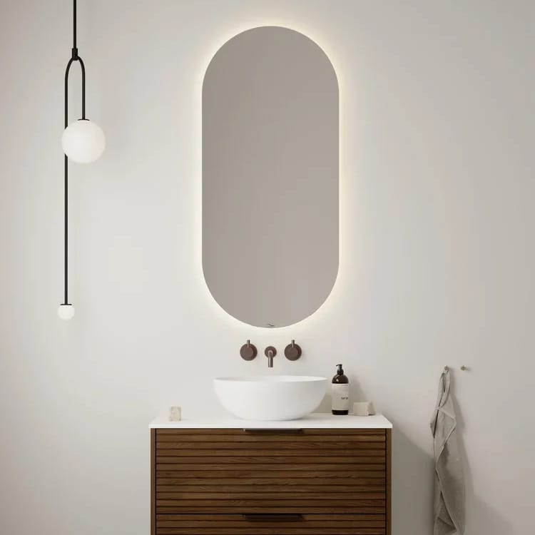 Linn Bad TISTEL ovalt speil med lys (backlight) 50cm Linn Bad Baderomsspeil LB-25005