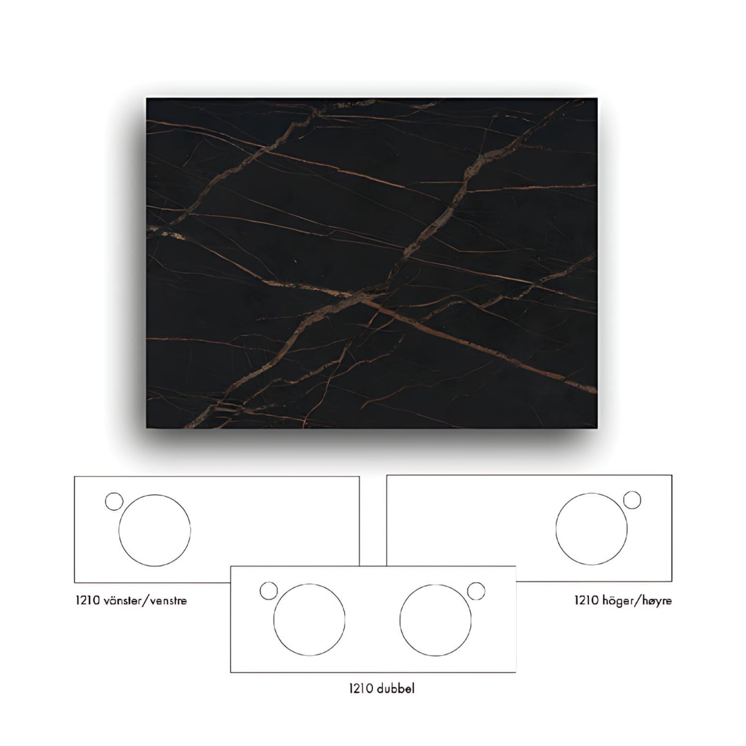Macro Design Crown+ Dekton Benkeplate 121cm Laurent / 121cm / Høyre Macro Design Benkeplate bad GRO-FB120LAUHH
