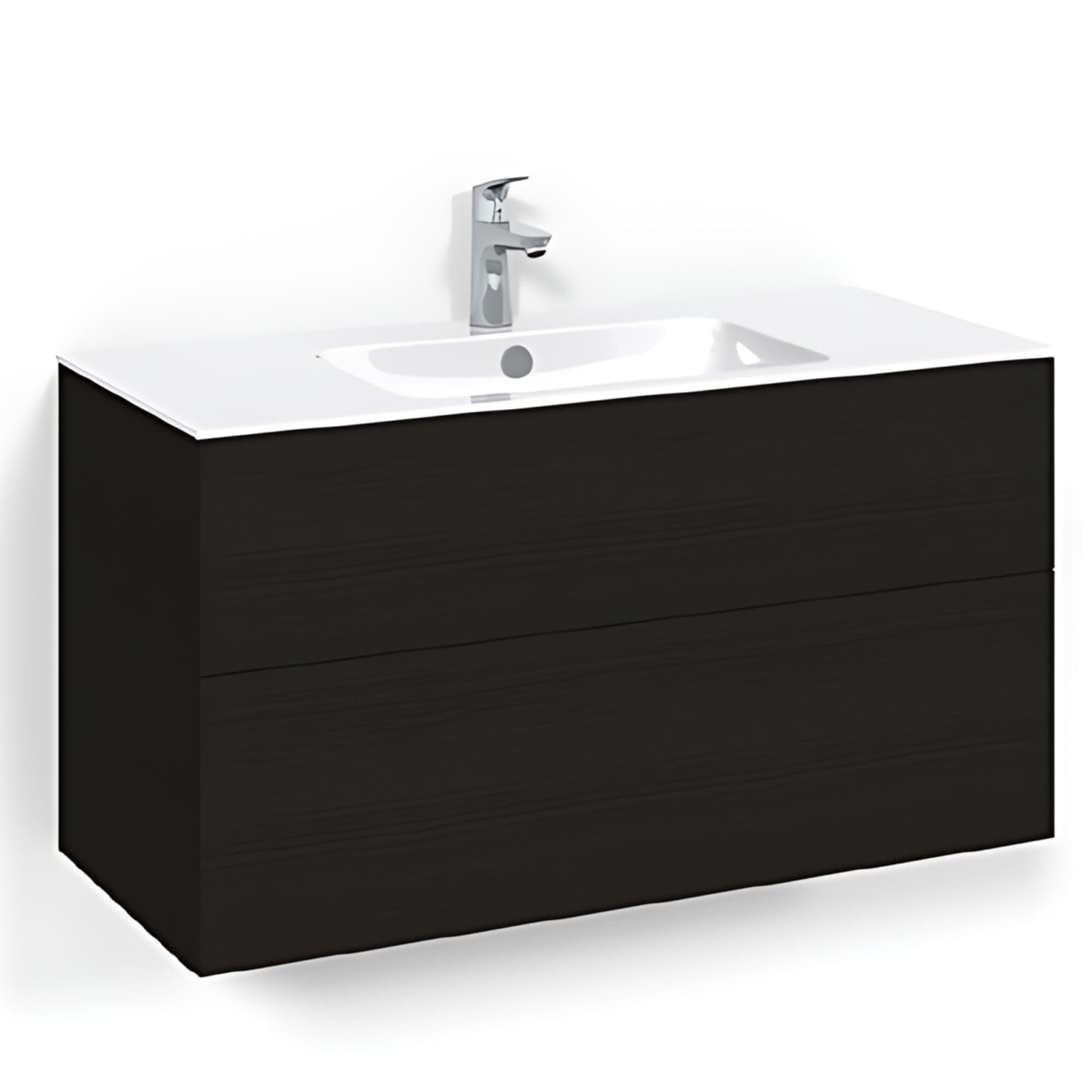 Macro Design CROWN Plain/Push-open Servantskap 2 skuff - med LIGHT servant Svart eik / 100cm / Light 8 Macro Design Servantskap BUN-FSK100SPL8