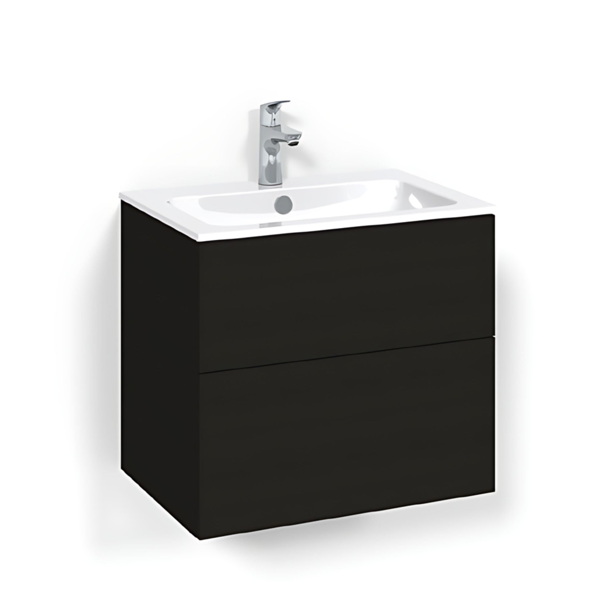Macro Design CROWN Plain/Push-open Servantskap 2 skuff - med LIGHT servant Svart eik / 60cm / Light 14 Macro Design Servantskap BUN-FSK60SPL14