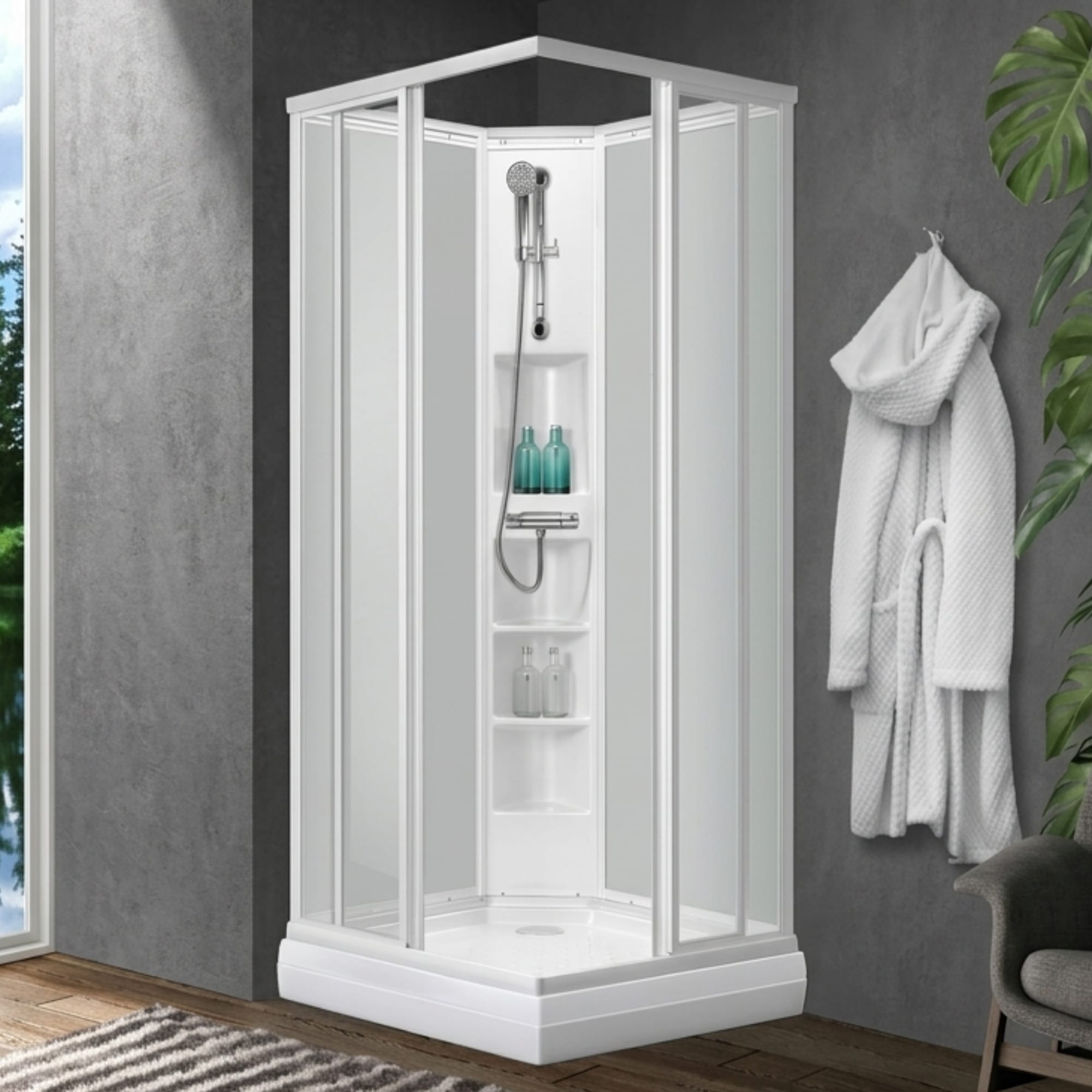 Sanipro CLASSIC Firkantet Dusjkabinett Hvit / 80x80cm / Basic Sanipro Dusjkabinett SA-10153