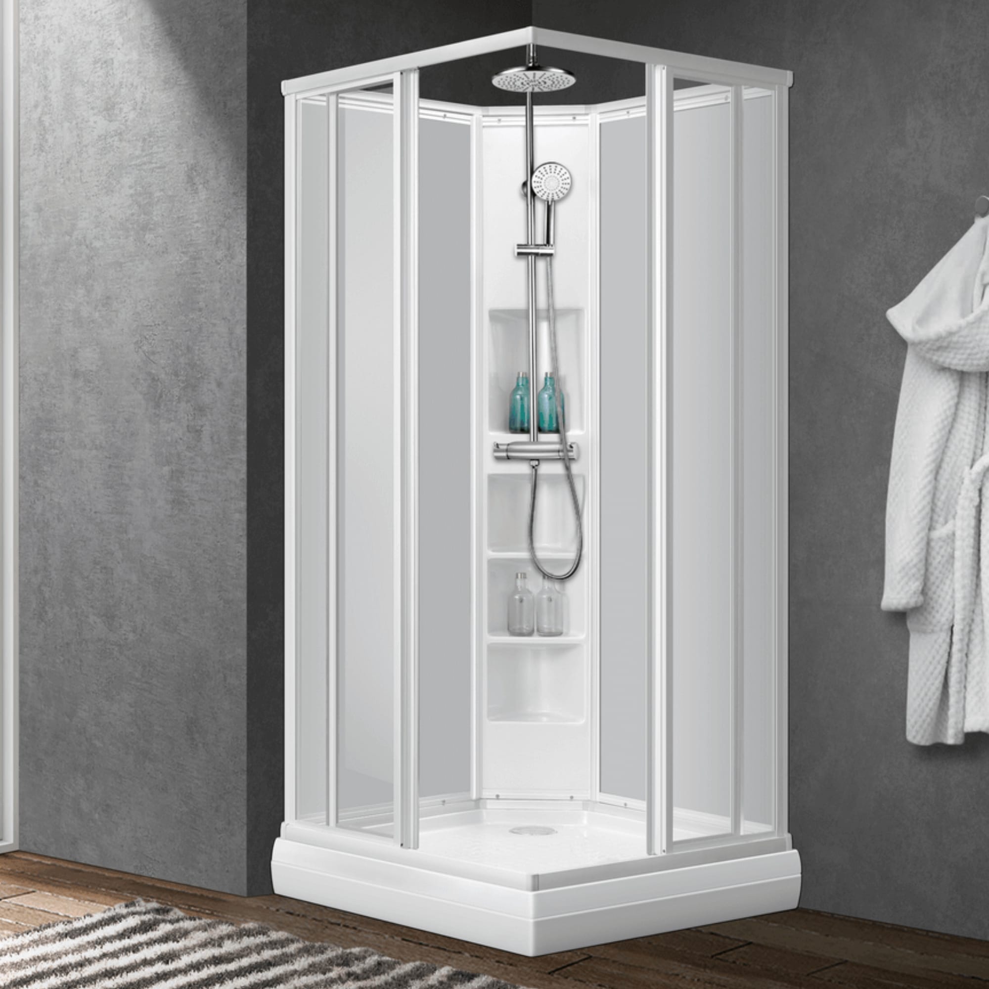 Sanipro CLASSIC Firkantet Dusjkabinett Hvit / 80x80cm / Plus Sanipro Dusjkabinett SA-10154