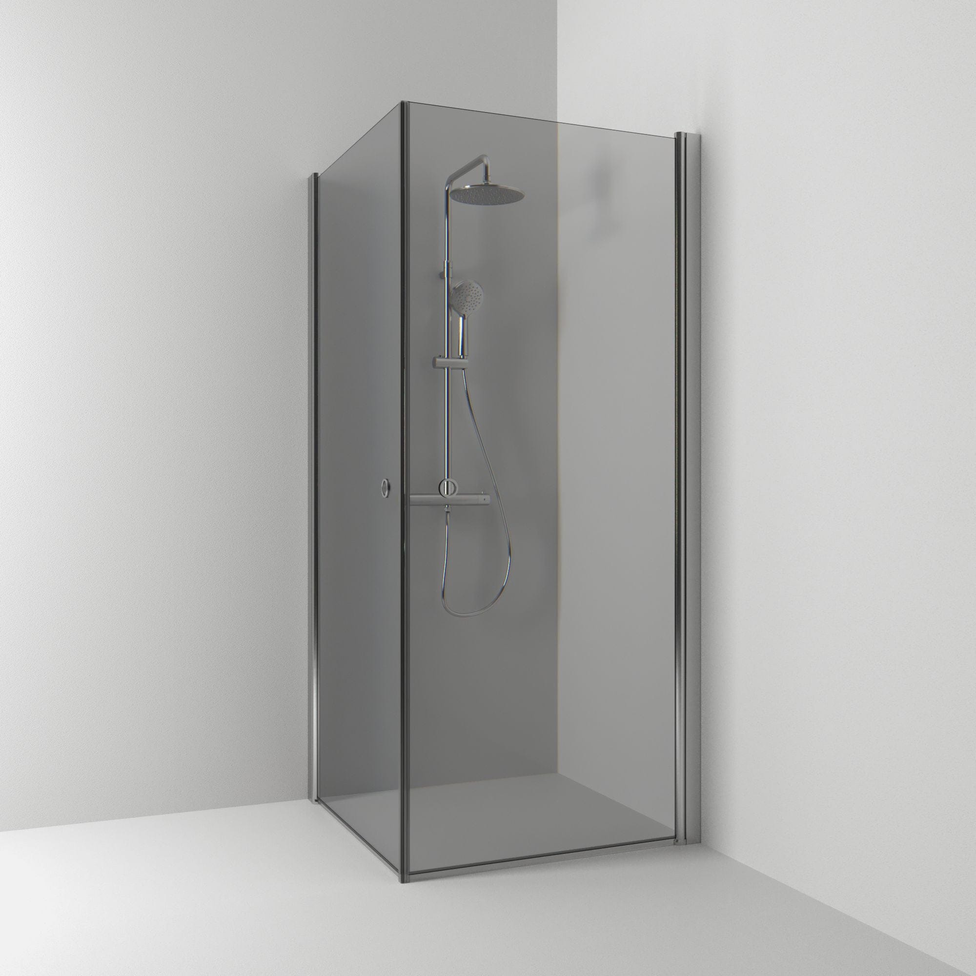 Svedbergs Skoga Dusjhjørne Rett Hullgrep Matt aluminium / 70x70cm / Røykfarget glass Svedbergs Dusjhjørne SV-63511377