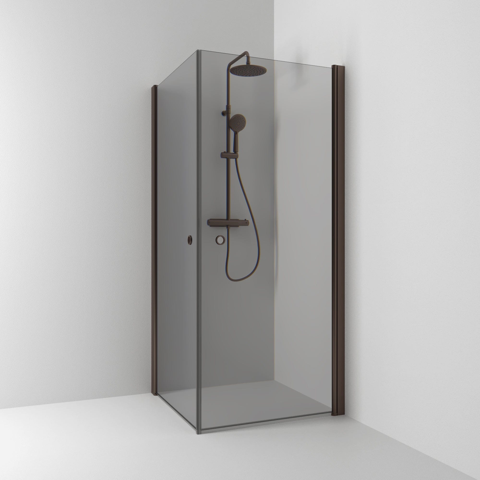 Svedbergs Skoga Dusjhjørne Rett Hullgrep Mocca / 80x80cm / Røykfarget glass Svedbergs Dusjhjørne SV-63511688