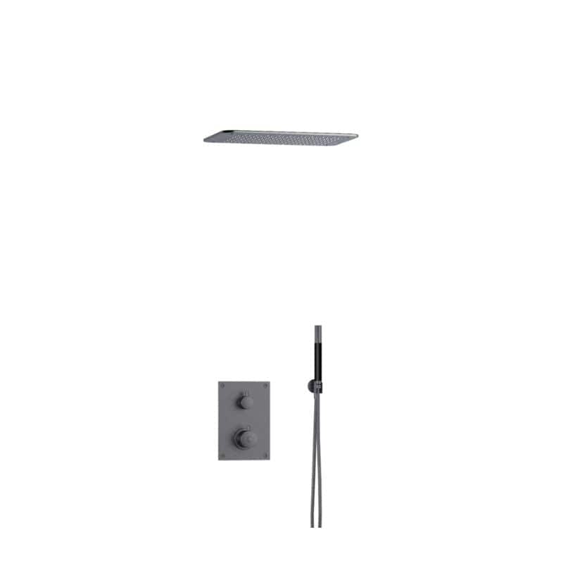 Tapwell BOX7268 ED2 Innfelt Takdusj Innbygging Brushed black chrome / 370x250mm Tapwell Blandebatteri innbygging TA-9425571