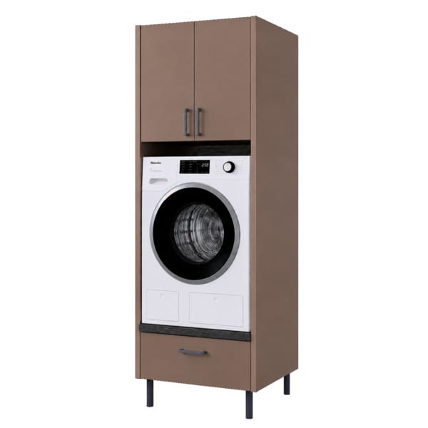 Vaskerom: Linn Bad Vaskesøyle med skuff og overskap høyde Lun beige / 60cm / 72cm 2 dører Linn Bad Dekkside vaskerom LB-792106H72