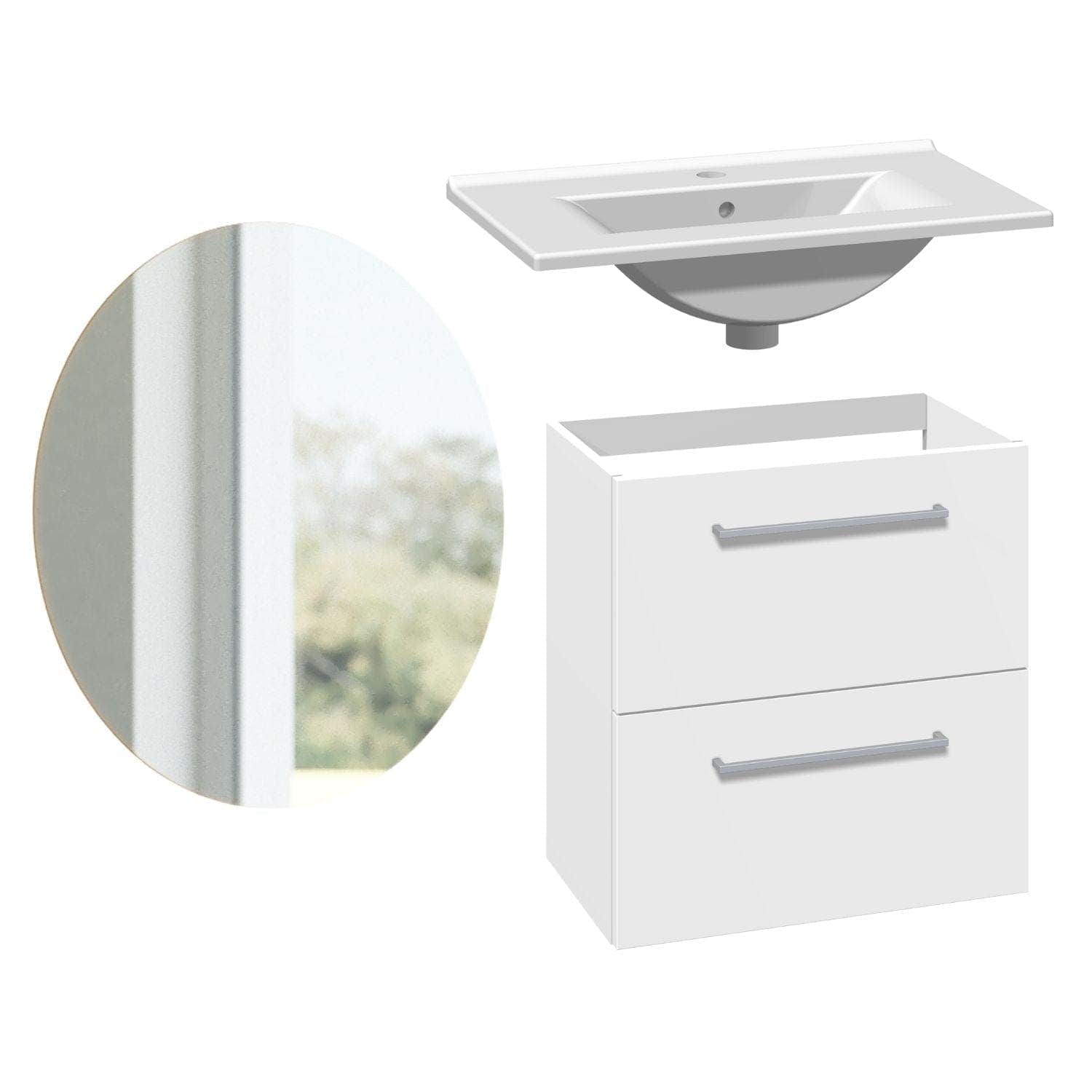 1904 Voss 3-i-1 Slim Møbelpakke Hvit matt / 60cm / Sval rundt 1904 Møbelpakke bad BUN-7041018SR60