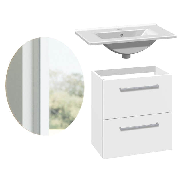 1904 Voss 3-i-1 Slim Møbelpakke Hvit matt / 60cm / Sval rundt 1904 Møbelpakke bad BUN-7041018SR60