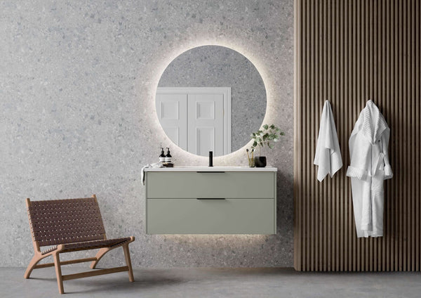 INR Grand Solid 120cm Ocean Green servantskap med rundt LED speil