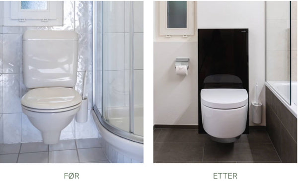 Geberit AquaClean dusjtoalett med Monolith sisterne oppgradering av gulvtoalett