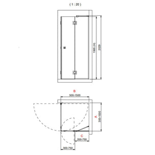 INR Dusjhjørne ARC 14 Frame Måltilpasset