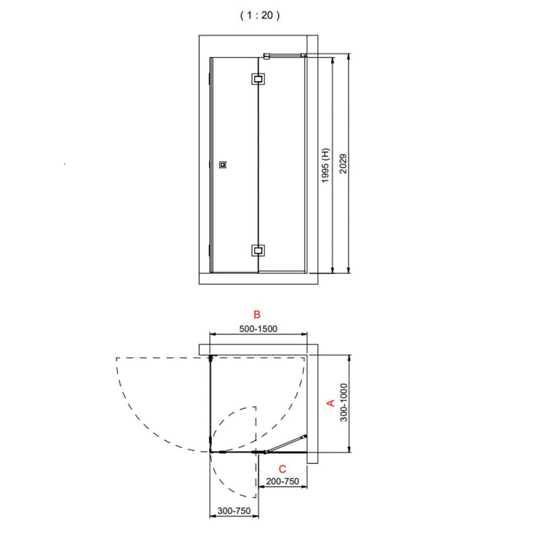 INR Dusjhjørne ARC 14 Frame Måltilpasset