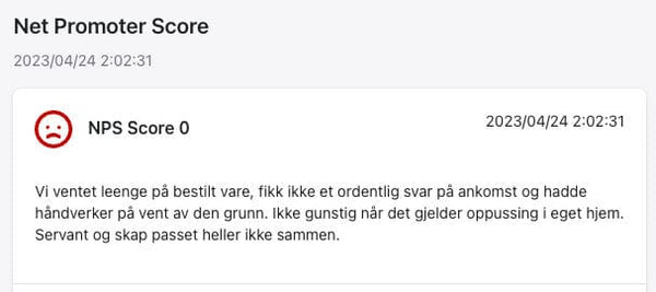 NPS Score 0 våre 3 verste tilbakemeldinger - vi levde ikke opp til forventningene