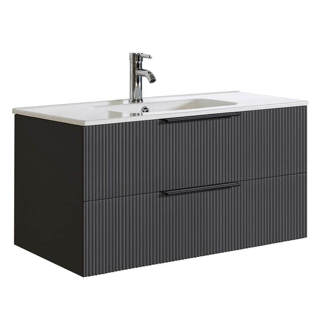 A-Collection Fovere Ribb Servantskap Svart matt / 90cm A-collection Servantskap GRO-7043383