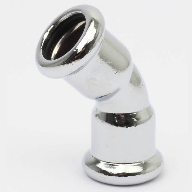 Altech Bend forkrommet 12-15mmx45°/90° med 2 muffer 12mm / 45° Altech Bend pressfitting DAL-5056465