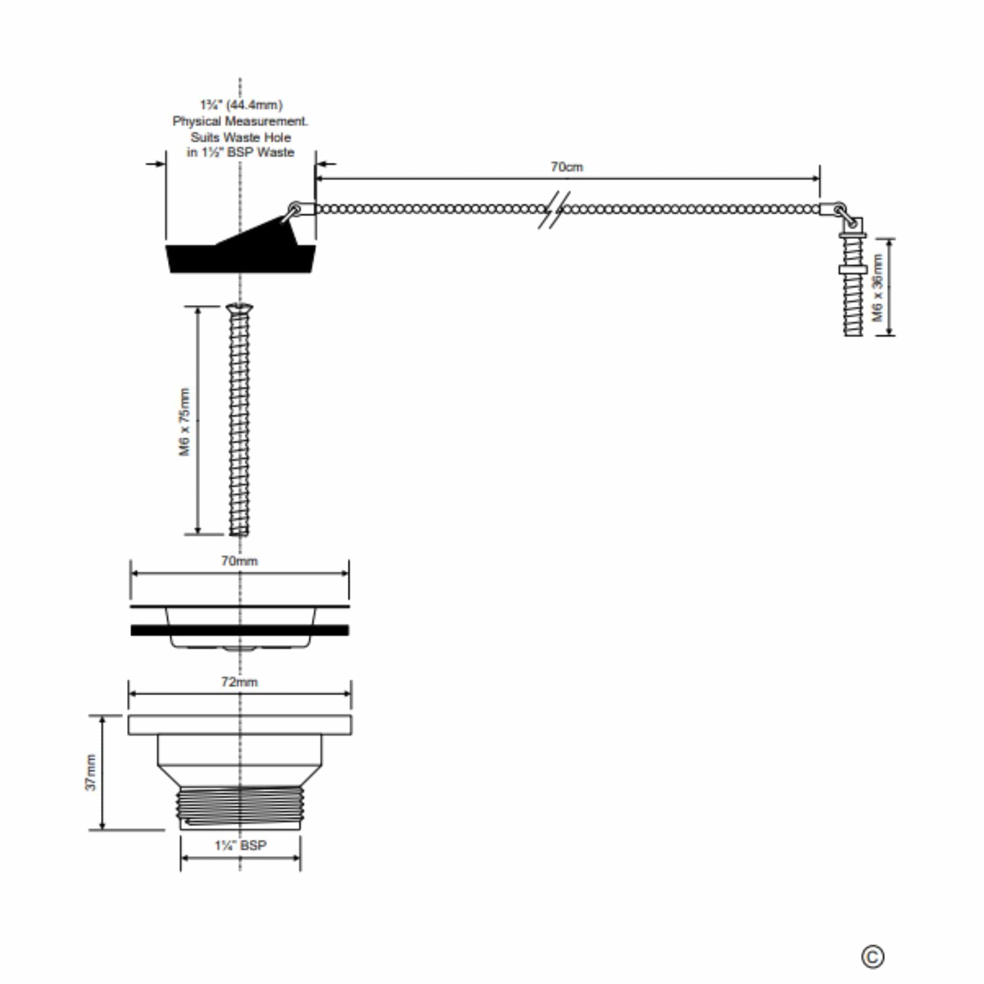 Altech Bunnventil fkr. 1 1/4", Ø70mm Altech Bunnventil DAL-4520365