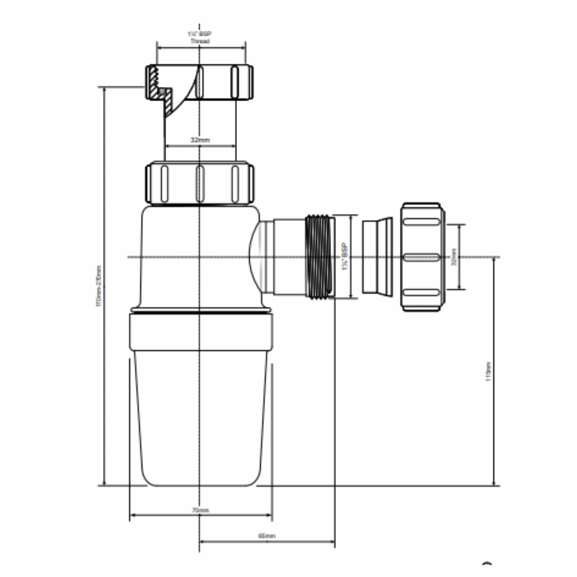 Altech Flaskevannlås 1 1/4"X32mm Hvit Altech Vannlås DAL-4520366