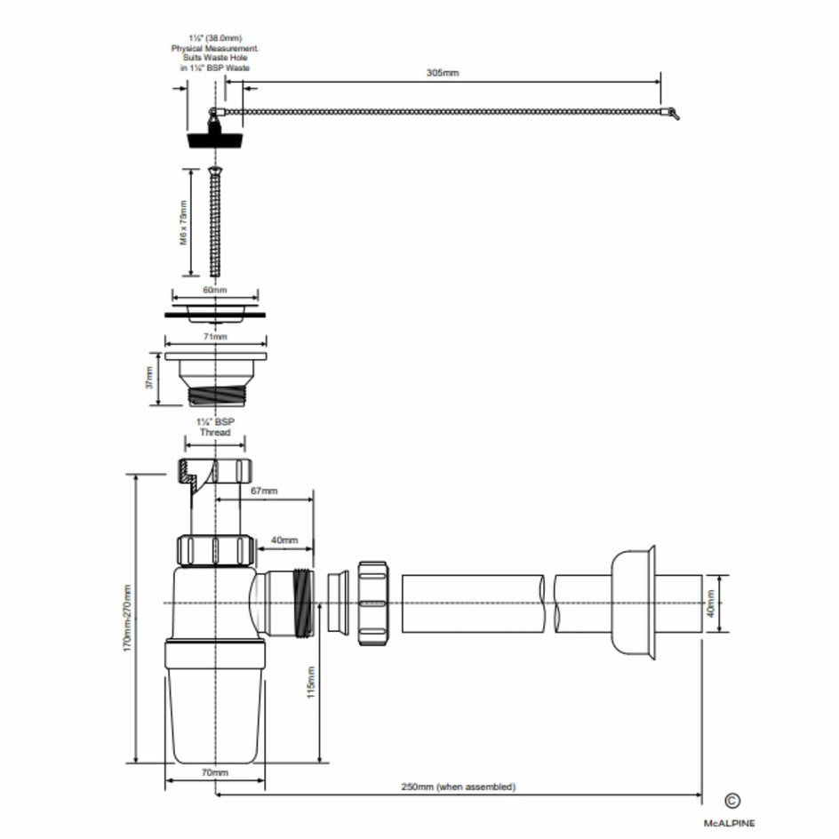 Altech Flaskevannlås kombi 1 ¼″ × 32/40 mm Altech Vannlås