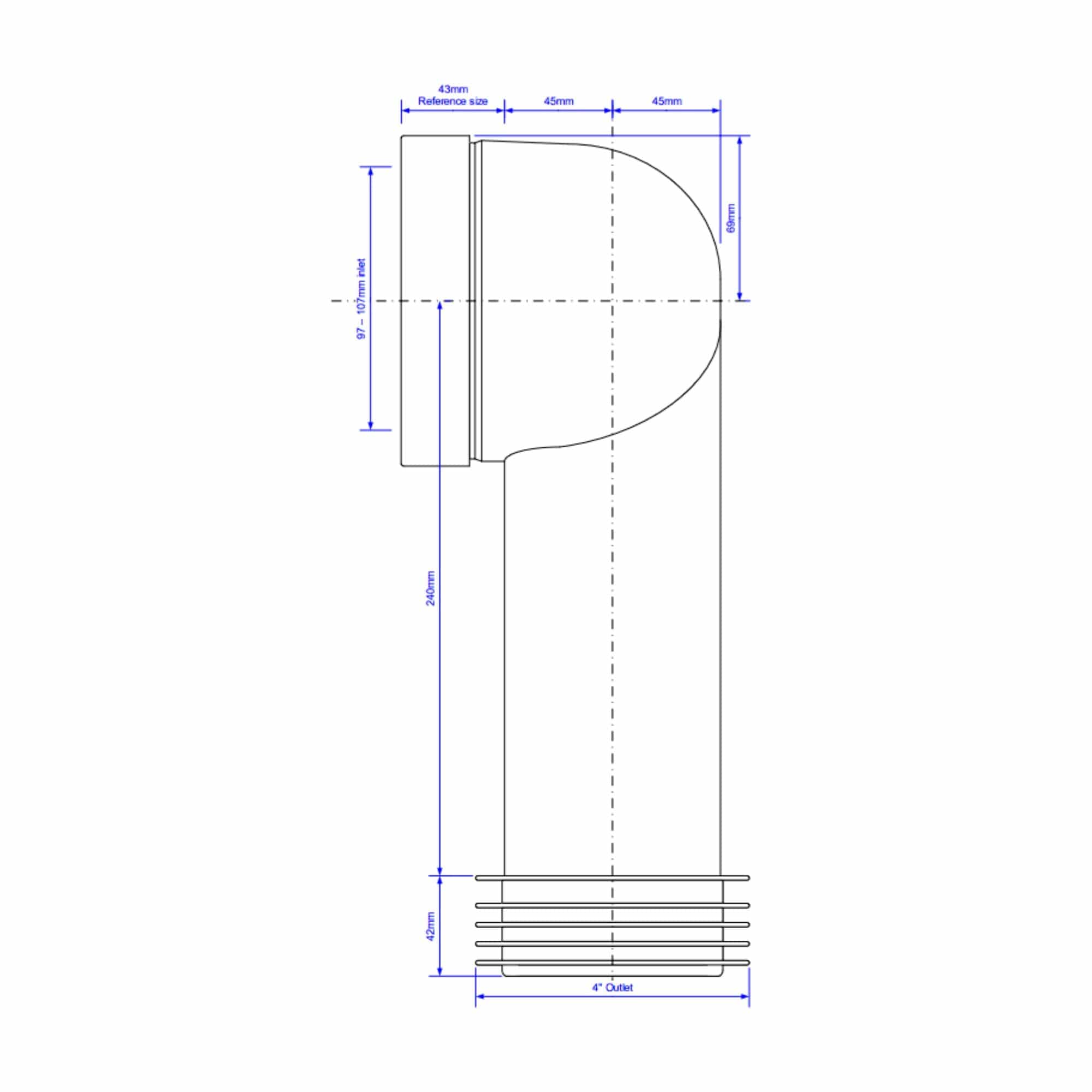 Altech Klosettbend 90° 110x280mm 110mm Altech Reservedel toalett DAL-6188579