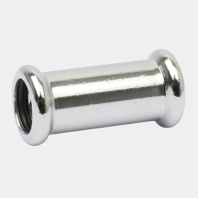 Altech Muffe forkrommet 12-15mm 16270s lang 12mm Altech Muffe pressfitting DAL-5056433