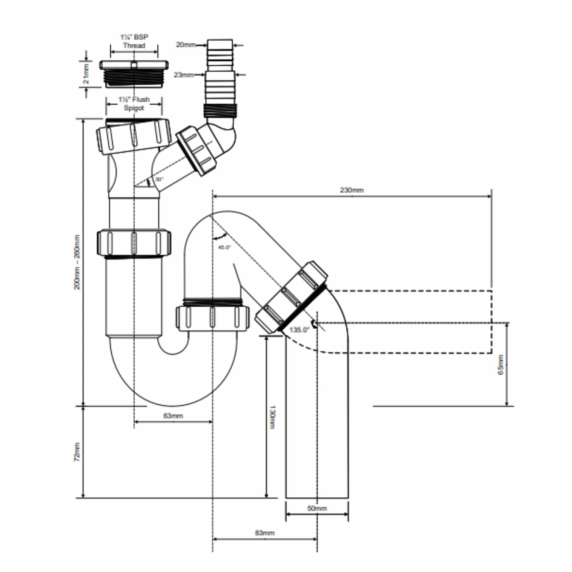 Altech Vannlås 1½″ / 1¼"X50 for enkel kum Hvit Altech Vannlås DAL-4520376