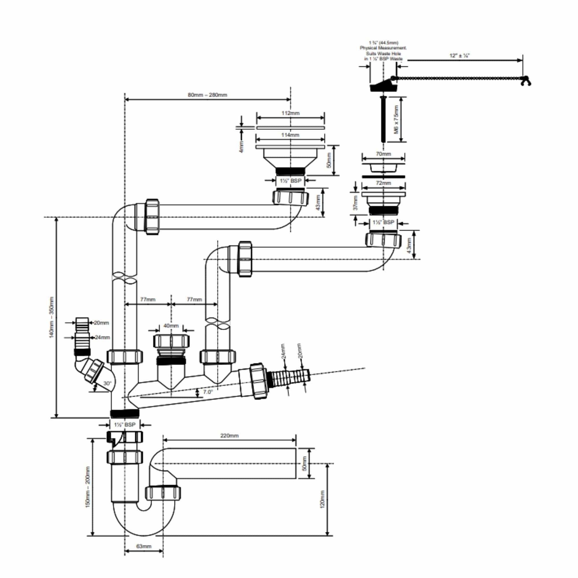 Altech Vannlås 114/72mm for dobbel kum U/K Altech Vannlås DAL-4520375