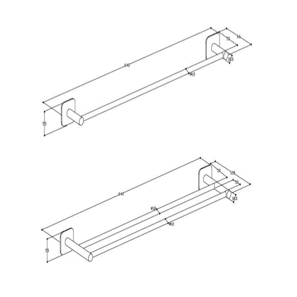 Alterna Exto Håndklestang 60cm dobbel Krom Alterna Håndklestang GRO-7080169