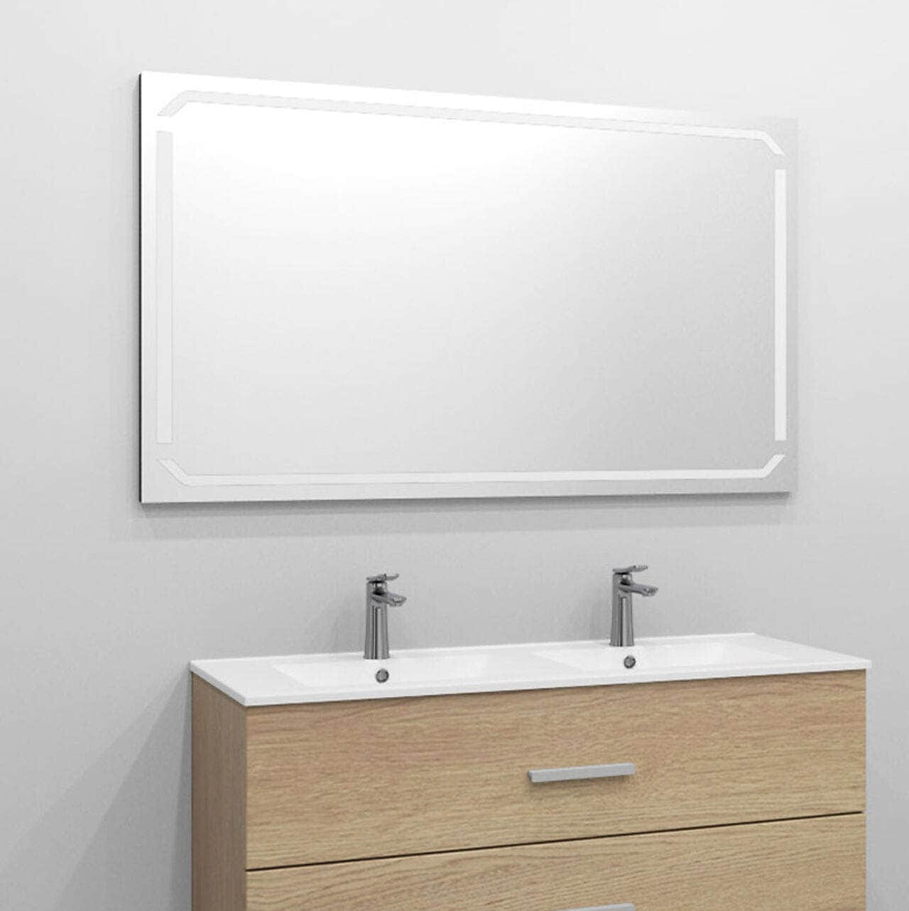 Alterna MIRAGE firkantet speil med lys (ghost frontlys) 140cm Alterna Baderomsspeil DAL-7012728