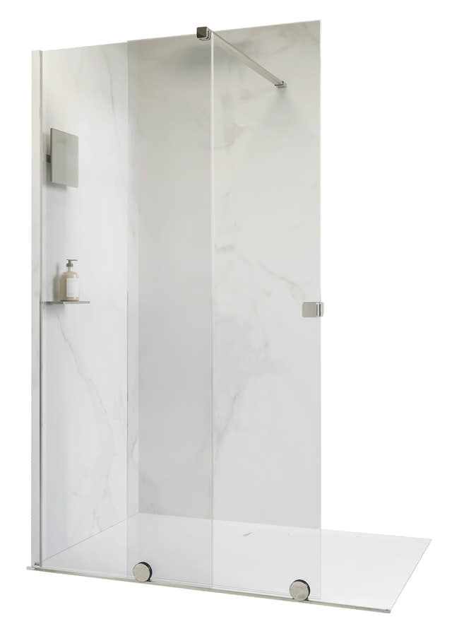 Alterna PureDay Walk-in Dusj Vendbar - Fastfelt + Skyvedør Krom / 110-120cm Alterna Dusjvegg BUN-BD6316802