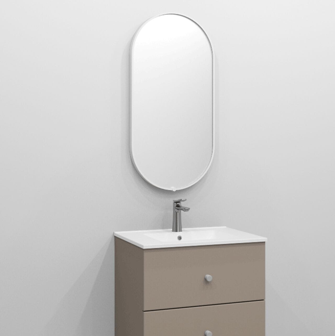 Alterna UMBRA ovalt speil med lys (ramme) Hvit / 45cm Alterna Baderomsspeil DAL-7012719