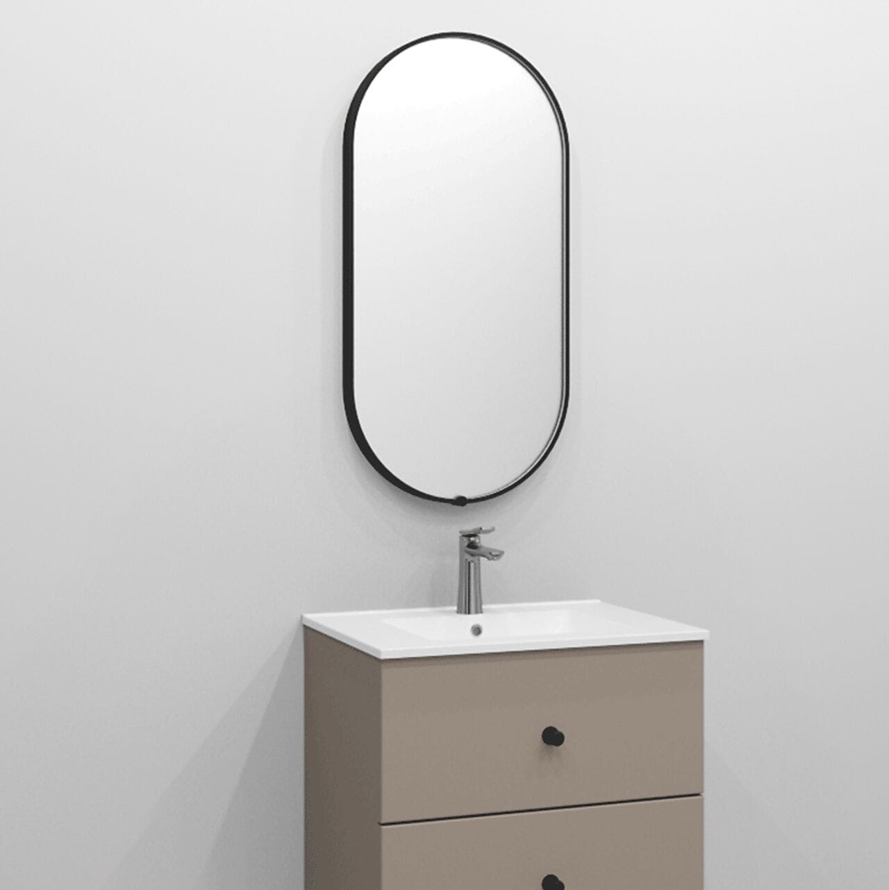 Alterna UMBRA ovalt speil med lys (ramme) Svart / 45cm Alterna Baderomsspeil DAL-7012721