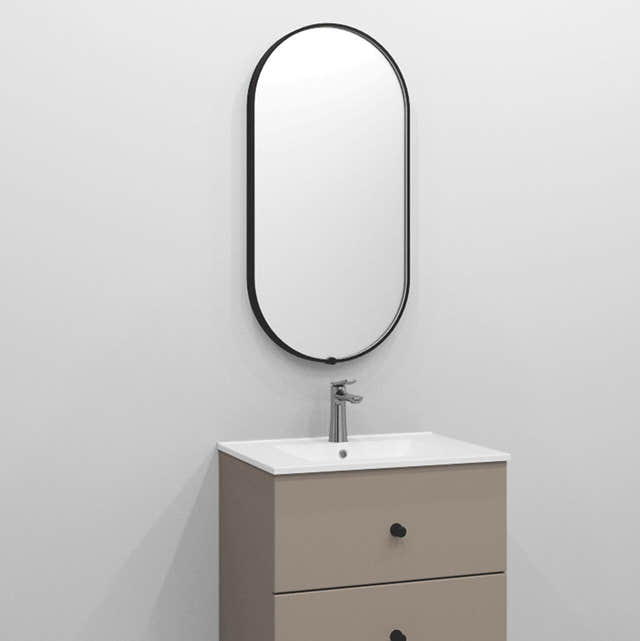 Alterna UMBRA ovalt speil med lys (ramme) Svart / 45cm Alterna Baderomsspeil DAL-7012721