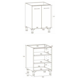 Alterna NEA Vaskerom: Benkeskap med 2 dører B60-80xD60xH72cm