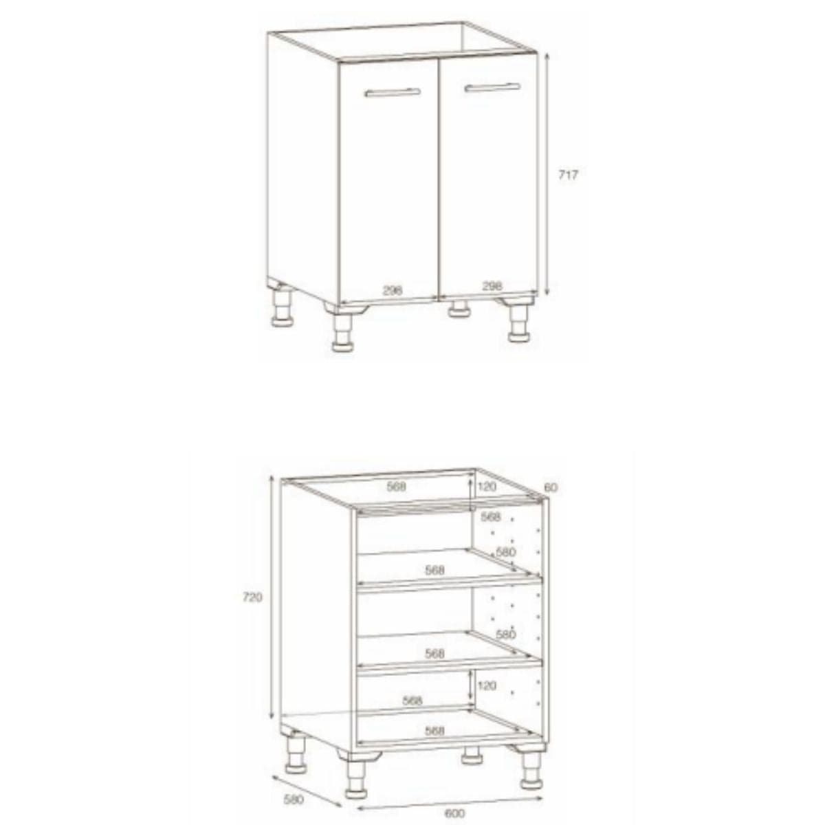 Alterna vaskerom: Benkeskap B60-80xD60xH72cm m/2 dører Alterna Benkeskap vaskerom