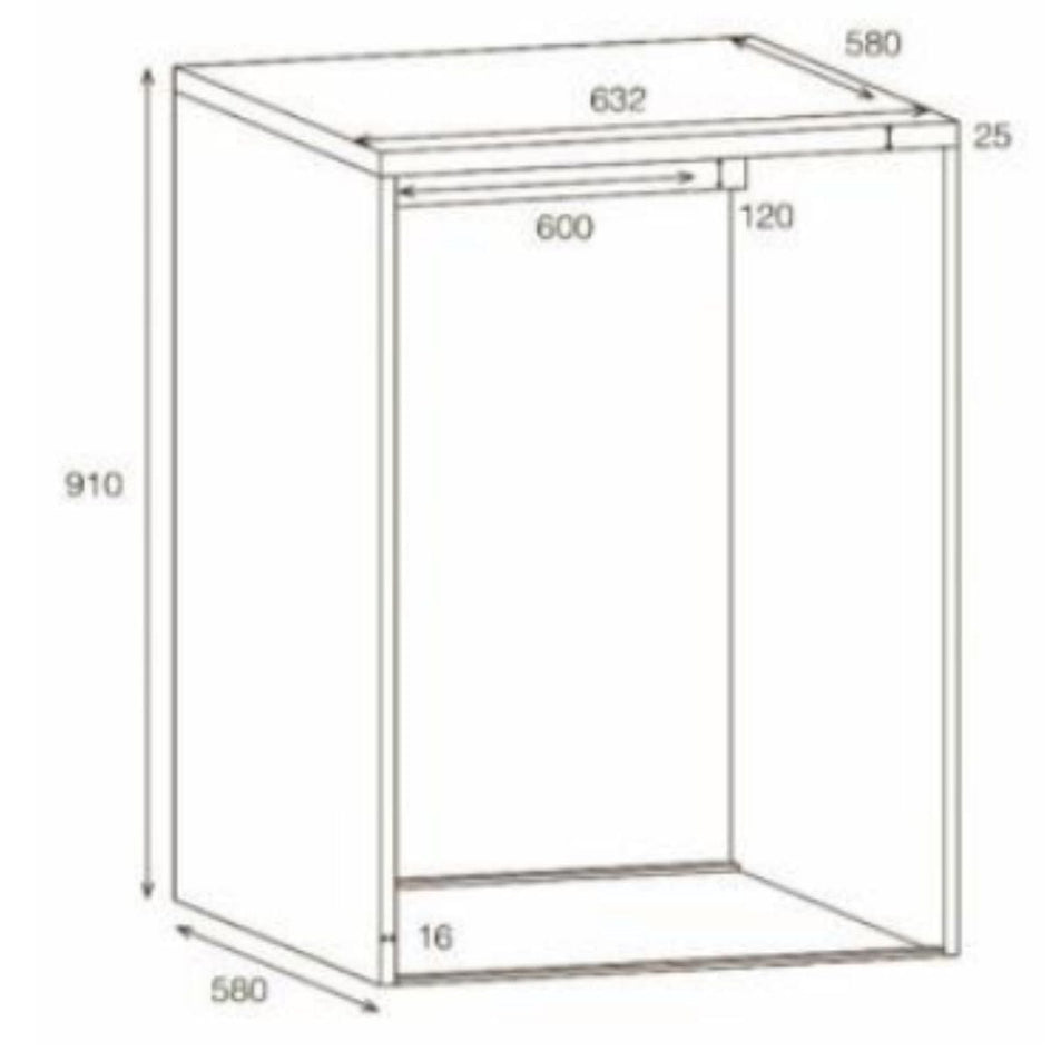 Alterna vaskerom: Ramme 63cm for skuff vaskemaskin Alterna Benkeskap vaskerom