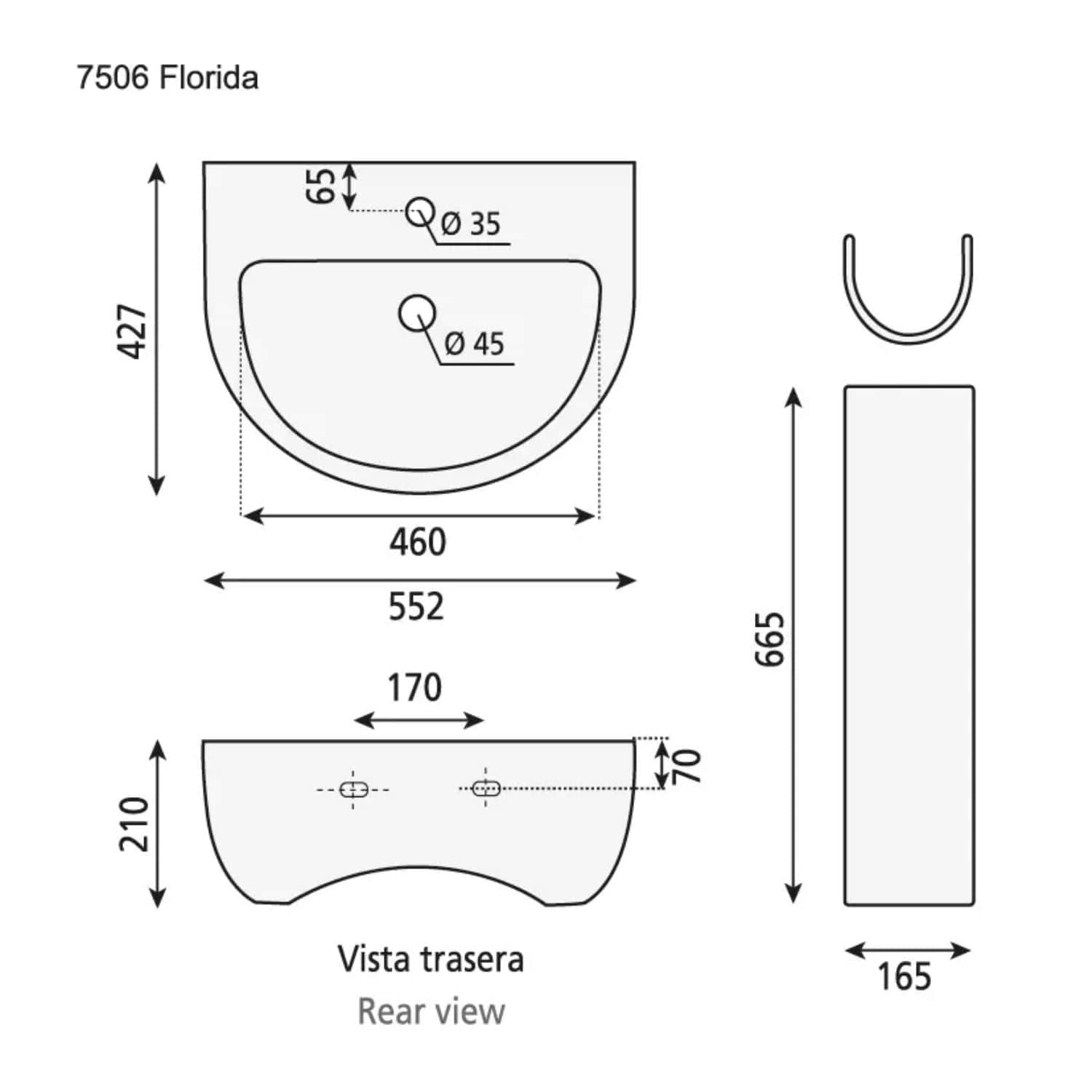 Bathco Florida Servant med Pidestal Hvit Bathco Baderomsservant KO-7506