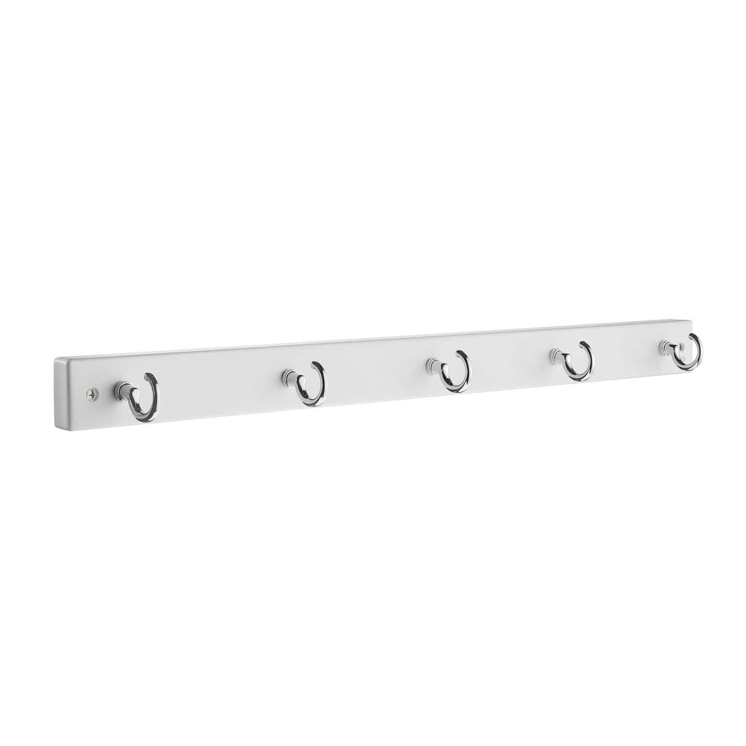 Beslagsboden 1015 Kroklist 5 Kroker Hvit/krom Beslagsboden Knagger hus SM-BX1015