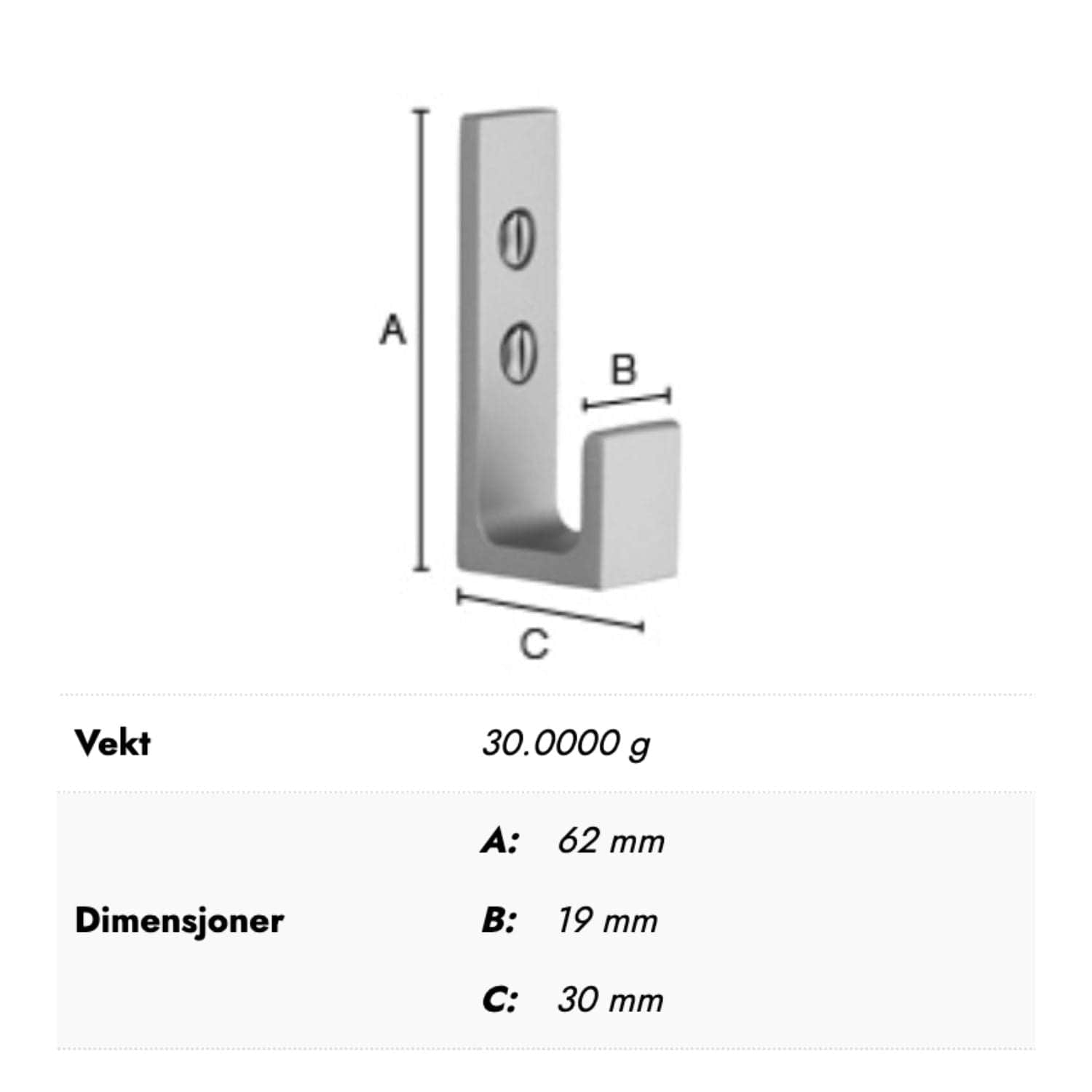 Beslagsboden 1047 Enkel Krok Beslagsboden Knagger hus
