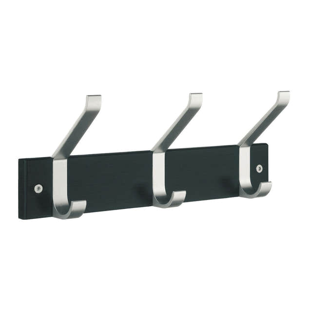 Beslagsboden 1073 Kroklist 3 Hattekroker Svart/aluminium Beslagsboden Knagger hus SM-BB1073