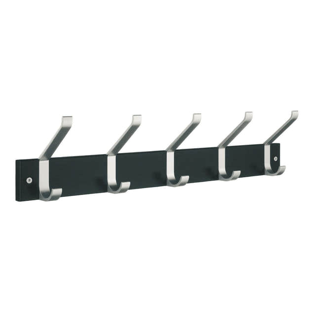 Beslagsboden 1074 Kroklist 5 Hattekroker Svart/aluminium Beslagsboden Knagger hus SM-BB1074