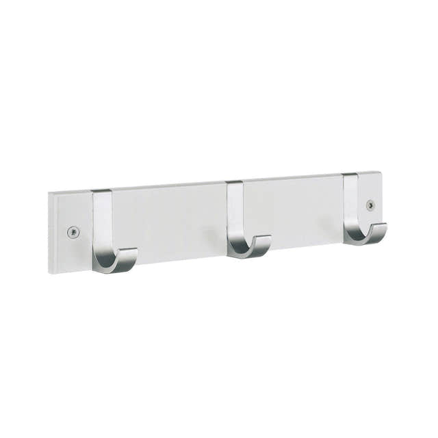 Beslagsboden 1075 Kroklist 3 Kroker Hvit/aluminium Beslagsboden Knagger hus SM-BX1075