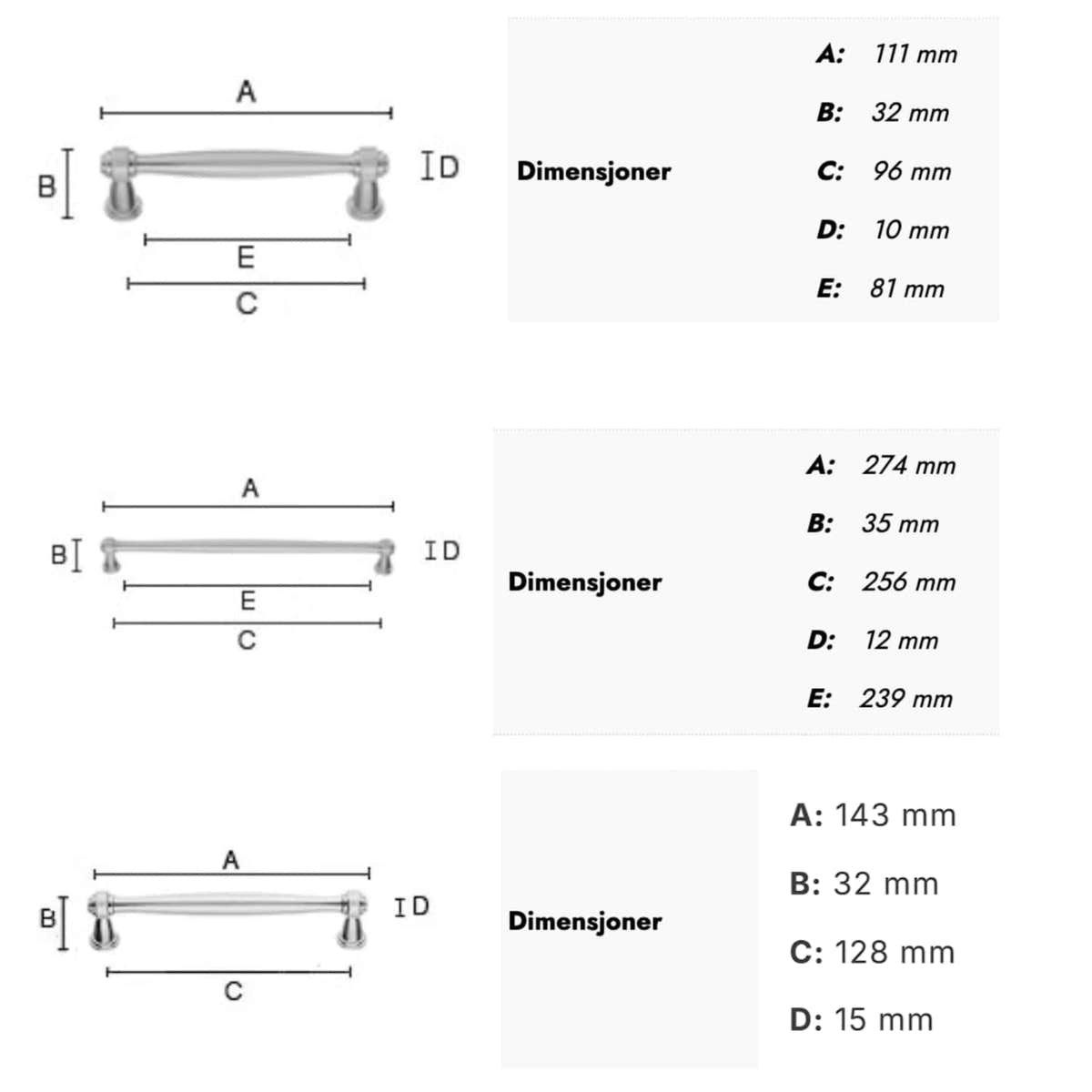 Beslagsboden 630/6303 Håndtak Beslagsboden Knotter og håndtak