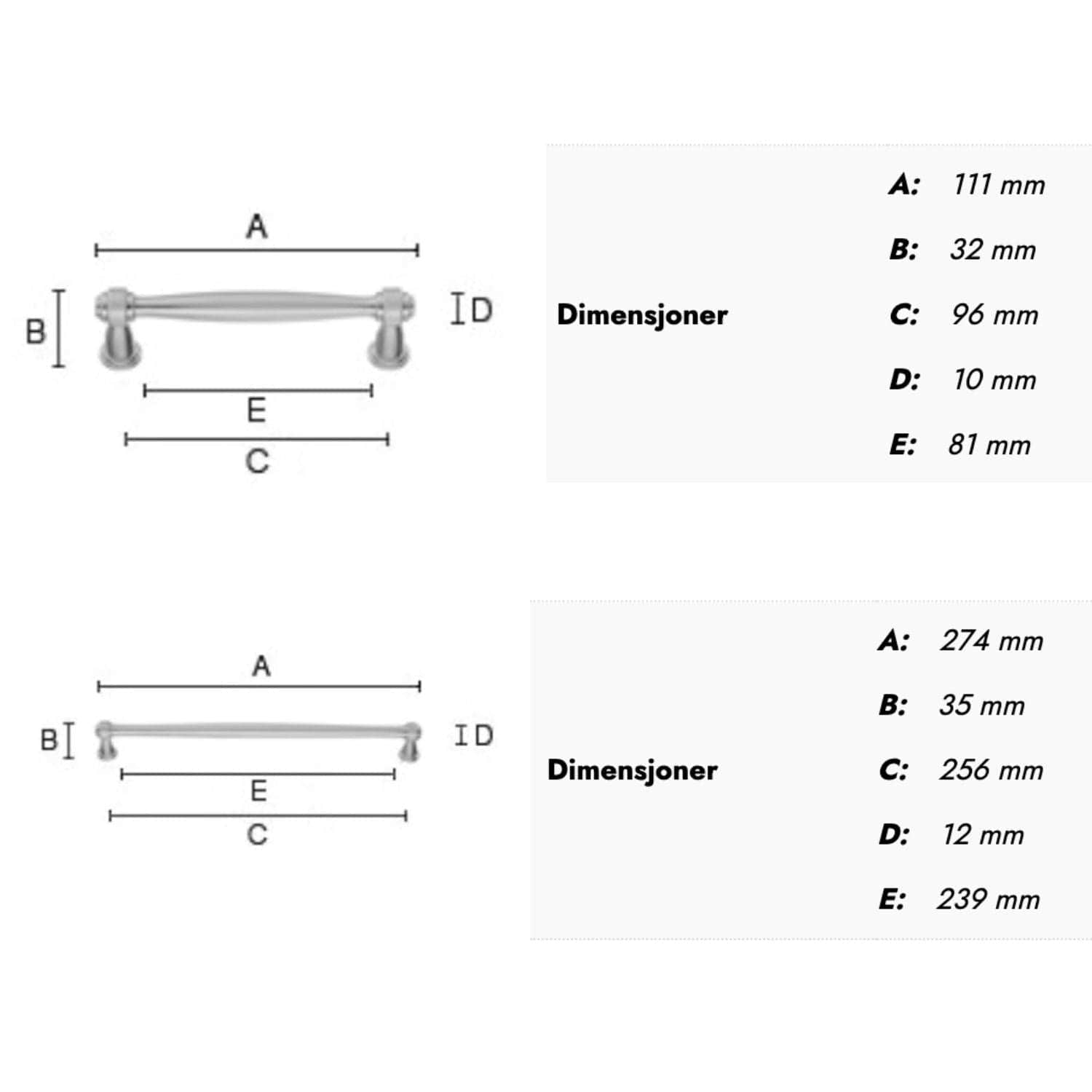 Beslagsboden 630/6303 Skuffehåndtak Beslagsboden Knotter og håndtak